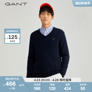 GANT甘特男士经典简约时尚休闲通勤V领羊毛衫毛衣8010520