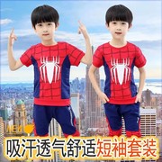 4岁男童夏天套装夏季短袖T恤超人纯棉透气半袖幼儿漫威蜘蛛侠上衣