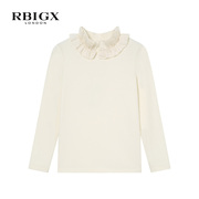 rbigx瑞比克童装，冬季潮流女童设计感荷叶边领子t恤