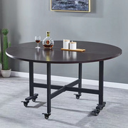 折叠桌家用大圆桌餐桌，简约现代可移动多功能，饭店圆形桌子实木聚会