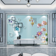 电视背景墙壁纸现代简约家和客厅墙布2023中式影视墙贴3d壁画