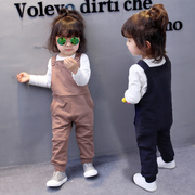 女童婴儿宝宝背带裤2023春秋装，套装儿童洋气，两件套1—2-3岁潮