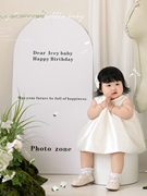 韩式简约白色背景板KT板立牌宝宝一周岁百天生日装饰女孩儿童