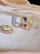 彩色锆石戒指女设计小众时尚开口戒韩国高级感网红简约百搭食指戒