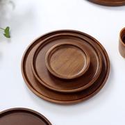 相思木大餐盘托盘圆形茶盘，摆拍防水实木盘子木碟子干果盘木质圆盘