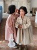 韩系童装2024春季女童风衣纯色棉布捏擀排扣长款外套春装上衣