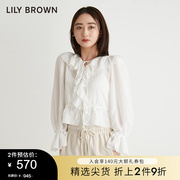 LILY BROWN秋冬款甜美纯色公主荷叶边肌理感衬衫LWFB234161