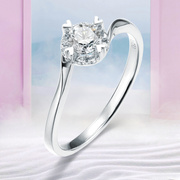 兰珂 白18K金钻石戒指钻戒30分扭壁豪镶款订婚结婚求婚戒指女定制