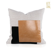 工乐布艺软装样板间沙发北欧简约现代橙色方形午睡定制抱枕靠枕