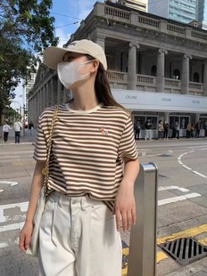 OVER RICH条纹t恤女短袖2024年春夏季设计别致小众上衣ins潮