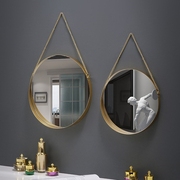 北欧风铁艺圆形挂墙镜卫生间浴室宿舍，镜子挂墙洗漱台壁挂式化