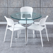 钢化玻璃餐桌玻璃圆桌洽谈桌椅，组合会客桌饭桌家用小圆桌子玻璃桌