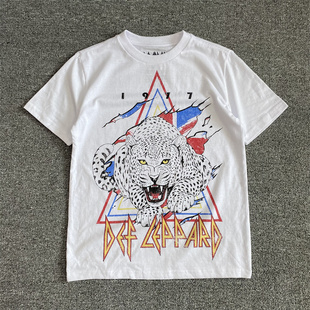 外贸儿童8-16岁豹子图案 摇滚夏季短袖T恤