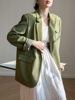 绿色西装外套女春秋2023高级感韩版小众英伦风宽松小个子西服
