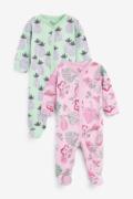 英国NEXT童装春秋女宝生婴儿纯棉爬服粉绿菠萝长袖连体衣2件