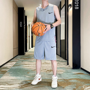 耐克顿运动套装男夏季薄款透气无袖背心休闲宽松训练篮球服两件套