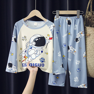春秋季儿童睡衣长袖套装，可爱卡通中大童男孩女童宝宝家居服太空人