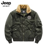 jeep吉普工装美式复古飞行员冬季加绒加厚棉服男美式复古夹克棉衣