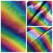 彩虹色七彩镜面鱼子纹人造皮革仿皮面料软包硬包DIY布料绒底