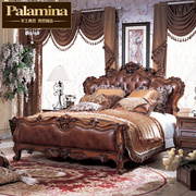 美式实木床1.8米双人大床，欧式真皮婚床，古典法式宫廷卧室家具别墅