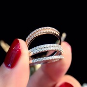 18k金天然(金天然)钻石，戒指排戒真钻戒指单戴叠戴男女(戴男女)戒个性搭配