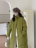 绿色羽绒服女中长款2023年韩版宽松设计感立领白鸭绒冬季外套
