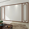 新中式电视背景墙装饰边框实木，线条框造型边框，造型格栅花格护墙板