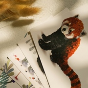 漫花动物明信片原创设计插画，套装有故事的明信片清新卡通卡片礼物