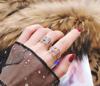 日韩个性时尚微镶钻字母H戒指女 百搭潮流夸张开口食指指环手饰品