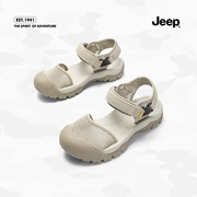 jeep运动防滑沙滩凉鞋女2023年夏季网面外穿厚底包头罗马凉鞋