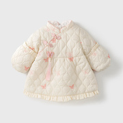 女童连衣裙秋冬中国风加绒保暖儿童裙子女孩服装，1-4岁女宝宝衣服