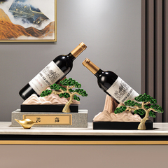 新中式山水迎客松红酒架摆件高档酒柜个性葡萄酒架装饰品酒瓶托架
