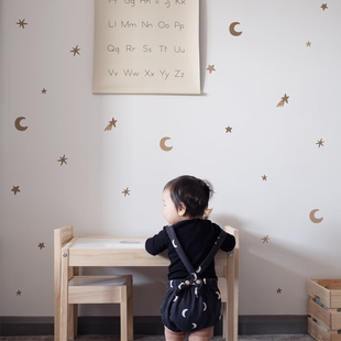 北欧ins儿童房贴纸卡通月亮星星流星墙贴卧室墙贴纸幼儿园可移除