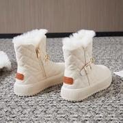 白色雪地靴女冬2023年女款冬季加绒加厚保暖防水防滑靴子棉鞋