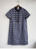 韫yun2022夏季女装方领短袖，拼料连衣裙韩版显瘦气质格子长裙