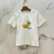 日韩香蕉图案印花T恤女短袖 2024夏季显瘦短款小个子体恤上衣