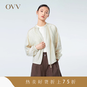 OVV2023春夏女装大地色系轻薄精致松紧圆领休闲夹克外套
