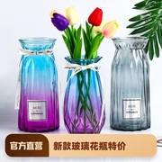 玻璃花瓶摆件透明彩色水培植物干花花瓶客厅装饰插花瓶