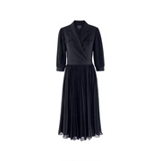 maryling玛俪琳，深蓝色中袖压褶西装，连衣裙a1ccw61990