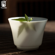 陶迷薄胎瓷茶杯德化羊脂玉白瓷品茗杯大容量陶瓷主人杯禅意单杯