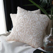 法式布艺抱枕复古亚麻布绣花刺绣沙发装饰靠垫，样板房美式