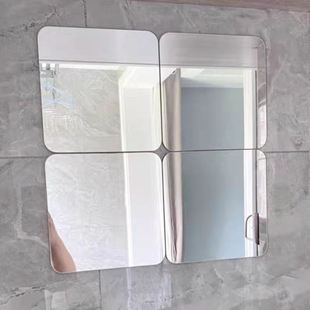 宜家国内索尔丽圆角镜子4片装饰拼接全身镜子浴室墙贴镜