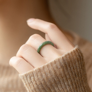 青梅绿茶指环细玉石戒指，少女指环髓，冷淡风学生闺蜜礼物天然翡翠