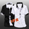 夏季短袖衬衫男修身韩版商务，黑白色半袖，衬衣服百搭潮流夏装寸