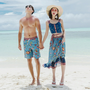比基尼三件套泰国海边蜜月度假情侣套装泡温泉男女沙滩裤游泳衣服