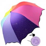 防晒雨伞遇水开花折叠公主伞自动太阳伞晴雨伞黑胶彩虹伞防紫外线