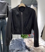 x-oulan24春装时尚小翻领韩版休闲拉链短款机车皮衣气质夹克