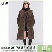 gw大码女装仿澳洲羊毛大衣，2022冬微胖mm长款宽松显瘦皮草外套
