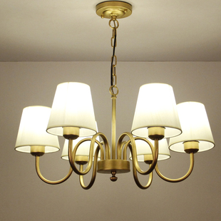 美式客厅吊灯轻著全铜灯欧式灯具现代简约创意，卧室灯餐厅灯饰