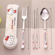 小学生餐具套装上学专用儿童，可爱卡通便携式装筷子勺叉单人三件套